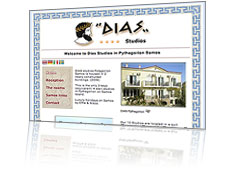 Dias studios apartments in Pythagorion Samos, The first 4 key (star) studio complex in Pythagorion. The site is in 2 languages, German and English. All Photos made by pMd publicity Samos.
