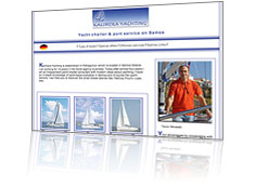 Yacht chartering and port service. online booking of sailing yachts, site is in german and english.