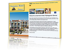 Charming Hotel in the centre of Pythagorion, online bookings, site is in English and German.
